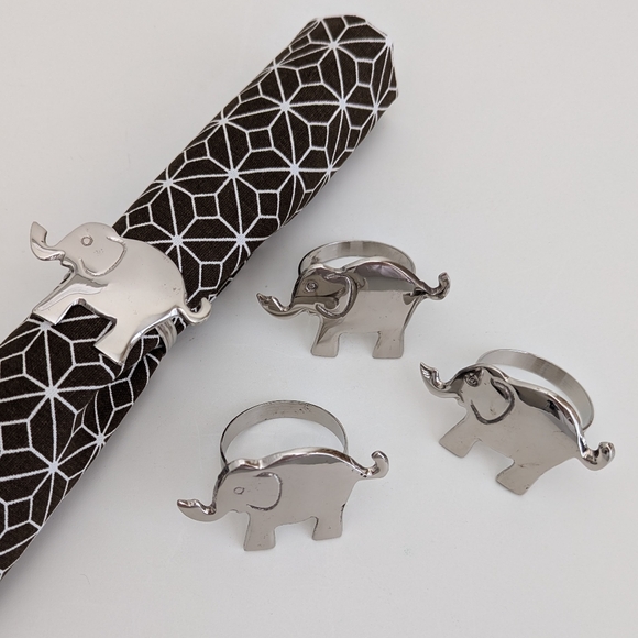 Elephant Napkin Rings Pier 1 Imports Nickel Plated Set of 4 Nice & Shiny - Picture 2 of 12